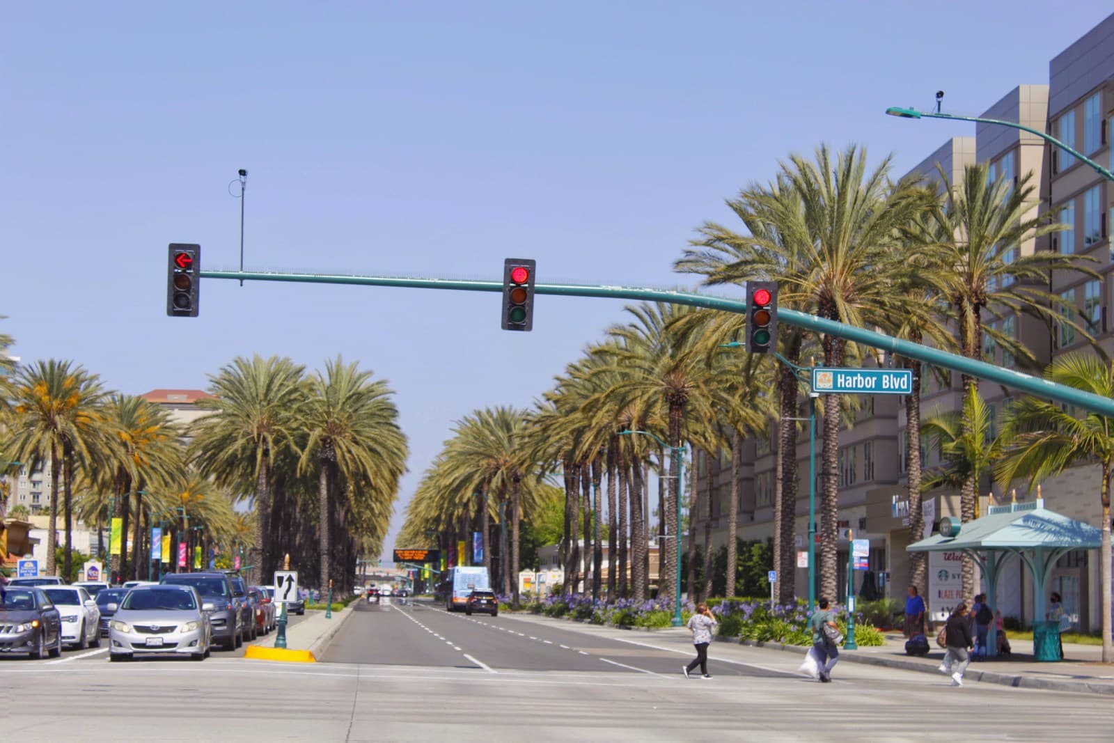 Anaheim, California cityscape and street view