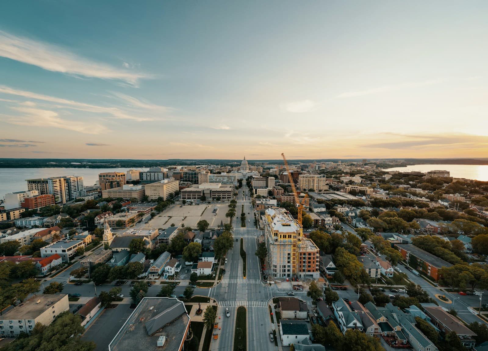 Madison, Wisconsin cityscape and street view