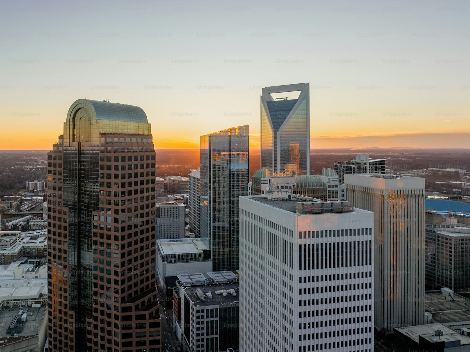 Charlotte, North Carolina cityscape and street view