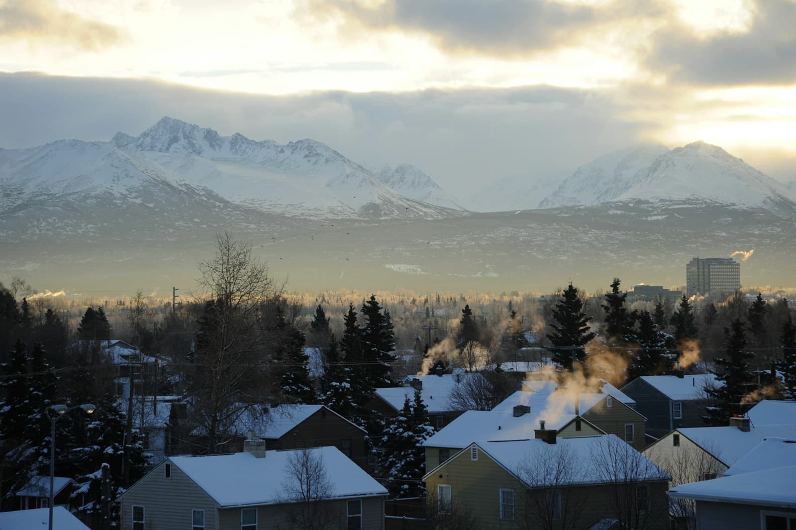 Anchorage, Alaska cityscape and street view